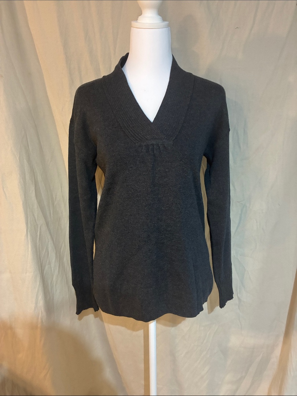 Eddie Bauer Dark Charcoal V-Neck Sweater